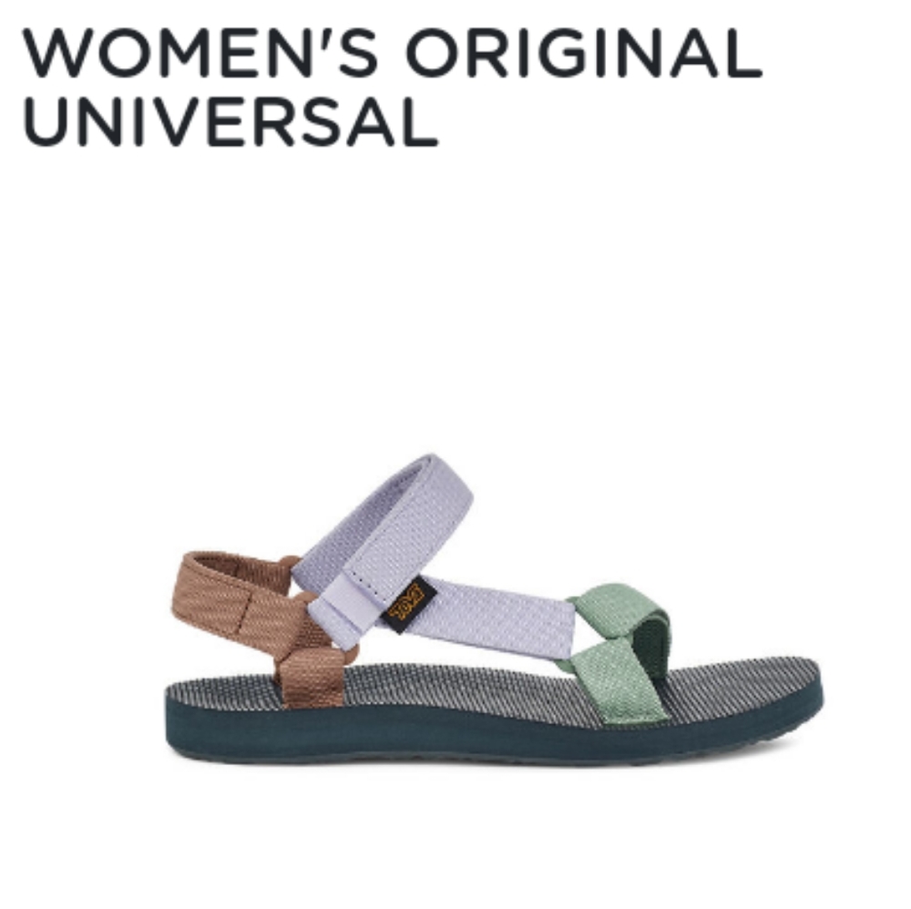 Teva Size 8 Women's Original Universal Sandal Green/Lavendar/Nude aka orion blue